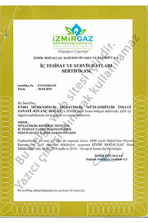İzmirgaz sertifikası